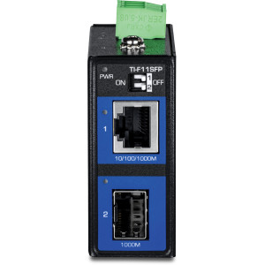 TRENDnet TI-F711SFP Industrial 100/1000Base-T to SFP Media Converter, IP50, DIN rail or wall mount